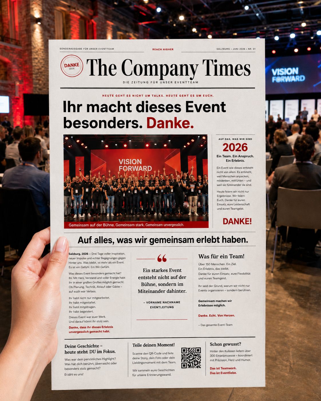 imprinted Zeitung für Corporate Event – individuell gebrantet