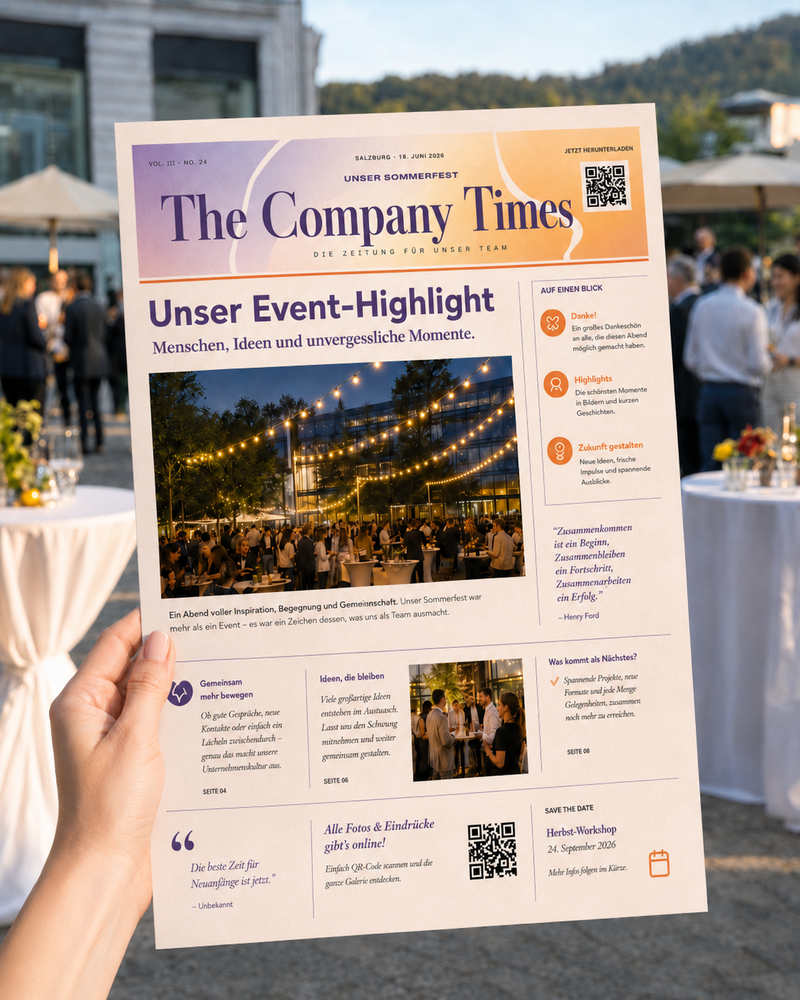 Personalisierte Zeitung Tourismus-Souvenir – The Company Times live gedruckt als einzigartiges Österreich-Souvenir